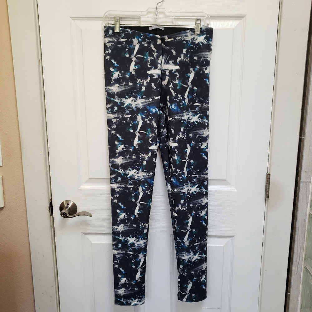 Zara W&B Collection Black Abstract Printed High Rise Leggings